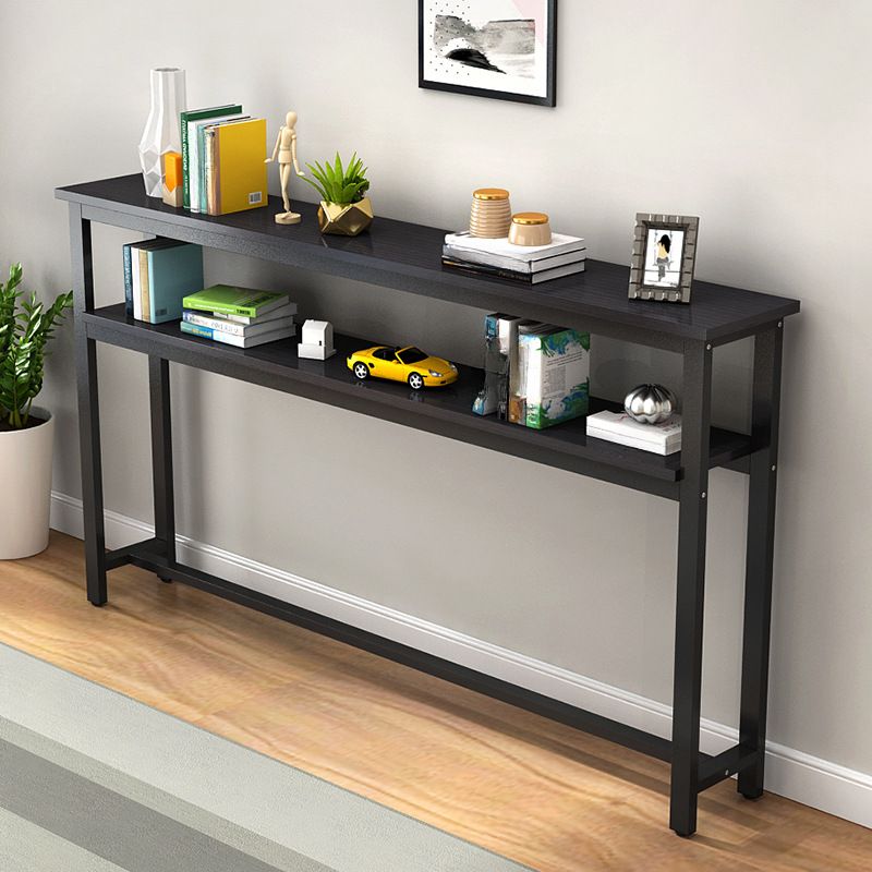 Simplistic Pub Table with Composite Wood Top, Trestle Base, Smoke/White/Natural Finish Rectangle, and Foot Pedestal