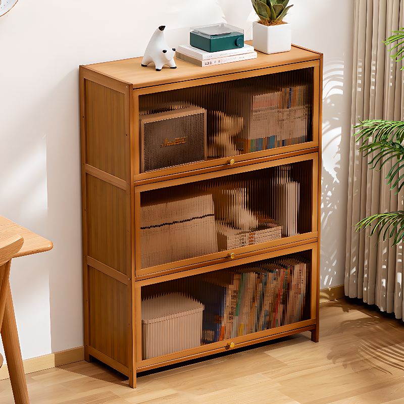 Caramel Rectangular Organizing Shelf with 5-Shelf, Vertical/Lateral Filing, Polymer Door, Closed Back