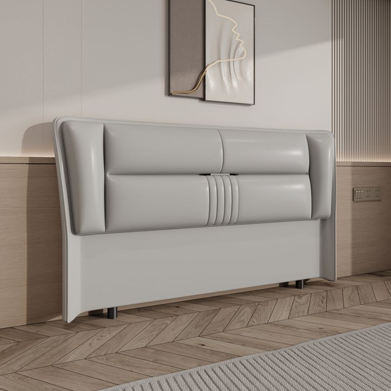 Trendy Wingback Headboard with No Distressing in Natural Wood, Rectangle Shape for Full/Queen Bed with Sponge Upholstery and Standard Height