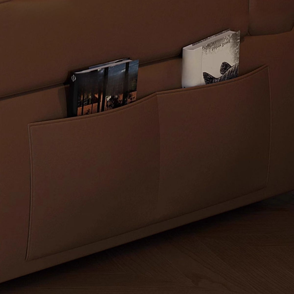 Light Brown Tufted Back Futon Day Bed with Receptacle Storage