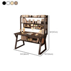 Writing Desk with Storage, Abrasion Resistance, Sleigh Base with Exterior Shelf in Ink/Chalk/Natural, Unattached Hutch Option