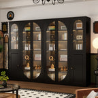 Midnight Black Vertical Organizing Shelf with 2 Cabinets and 6-Shelf in Steel, Closed Back