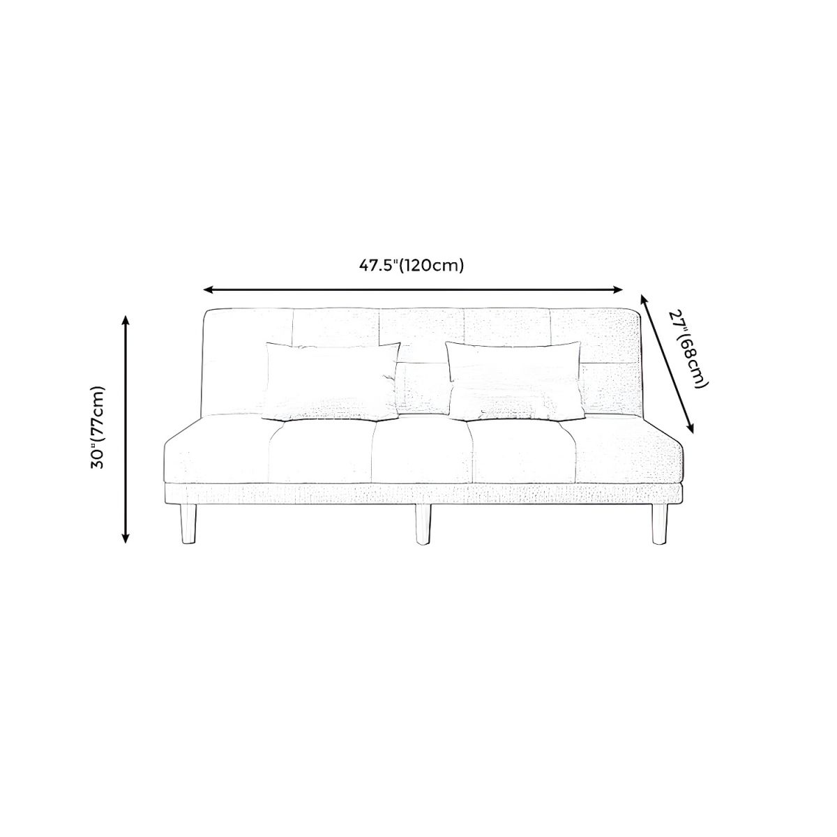 Contemporary Armless Standard Sofa Bed Dual Purpose Sofa for Living Room