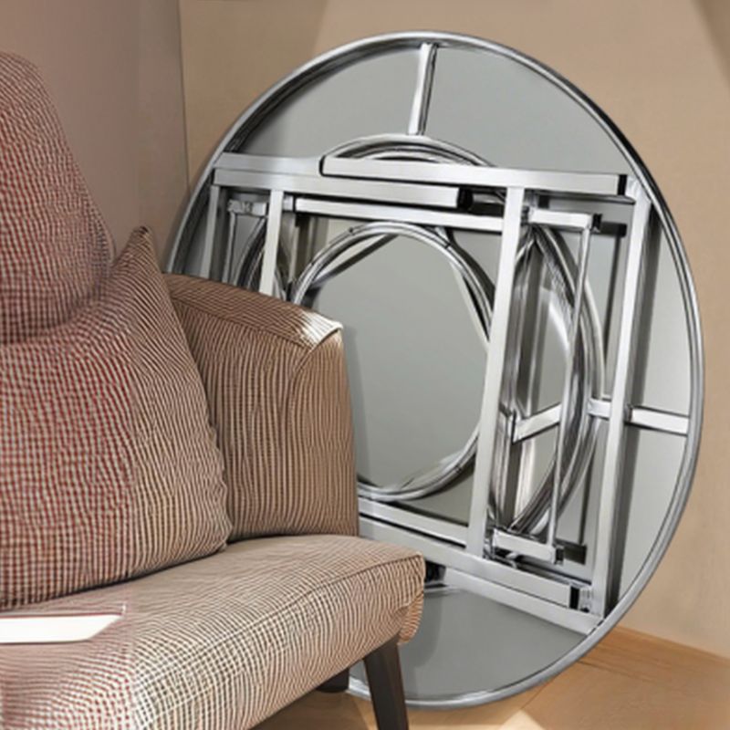 Art Deco Stainless Steel Rounded Fold-up Banquet Table, Rust-free Stainless Alloy Pop Up Table