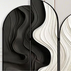 Art Deco Opaque Compact Room Divider with Lumber Frame, 3 Panels, Double Sided Print, Freestanding