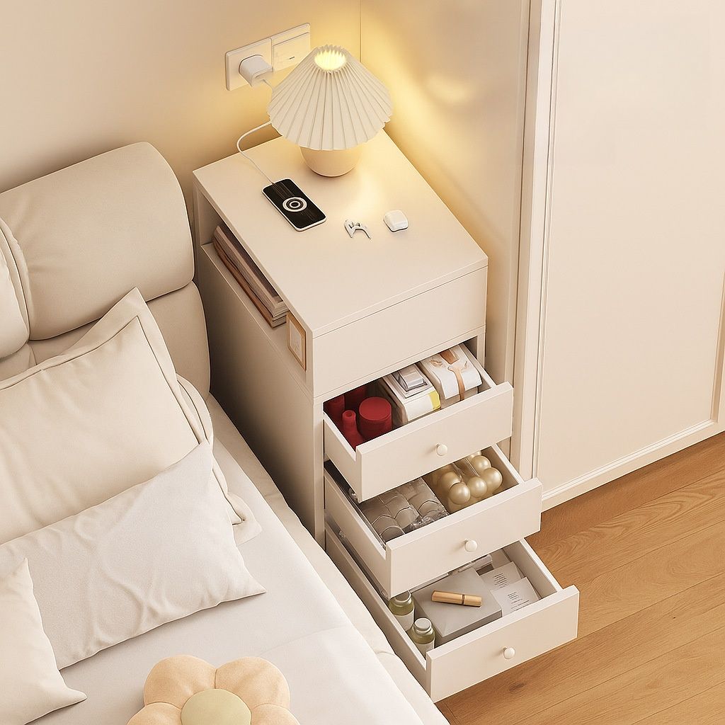 Modish Nightstand With Drawer Organization Featuring 2 Shelves/1 Shelf and Composite Wood Countertop