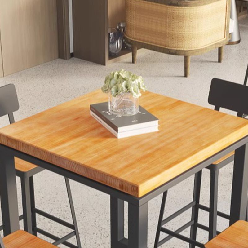 Trendy Rectangle/Square Pub Tables and Chairs for 8/Set for 6/Set for 4 with Footrest, Trestle Base, a Tabletop in Pine and Back for the Bar