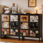 Rectangular Damp-proof Scratch-immune Accent Cabinet with Steel Countertop, Adjustable Shelf, Grip Bars, and Midnight Black Top