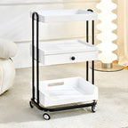 Three-story Utility Carts Rust-proof and Fade Resistant with Drawer and Casters