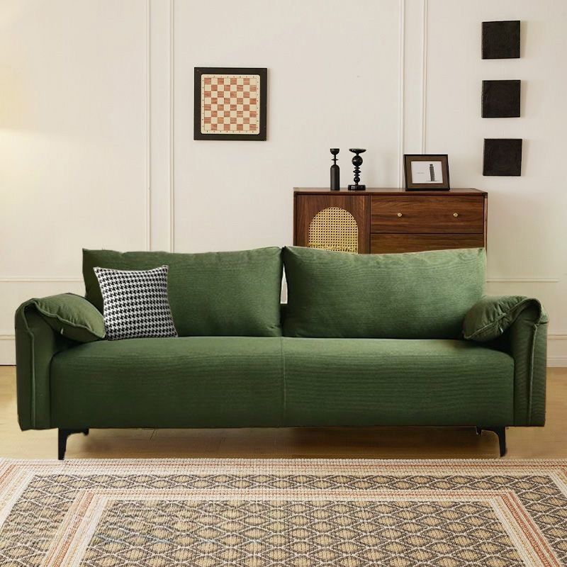 Contemporary Modern Solid Color Scratch-durable Loveseat in Midnight Black/Light Brown/Off-White, 2-seater with 1 Pillow