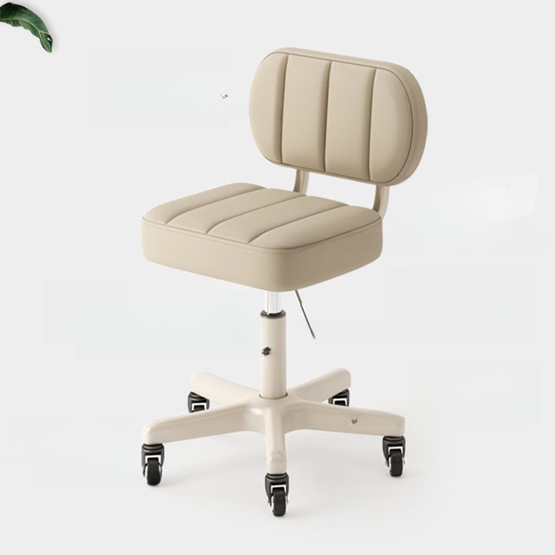 Adaptable Height Low Back Rotatable Task Stool with Wheels & Upholstered Seat