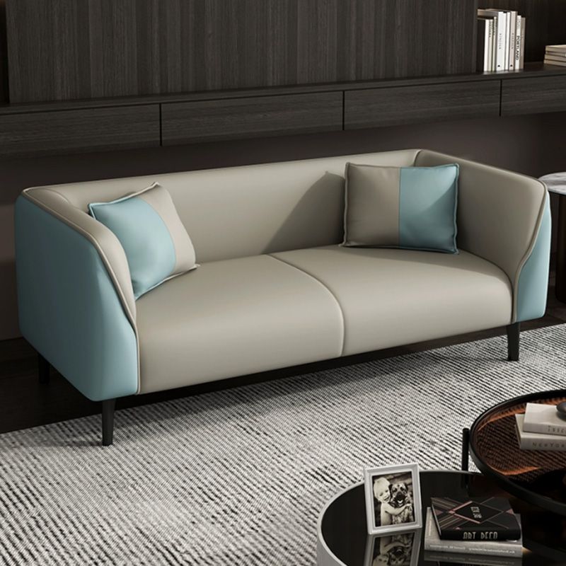 Contemporary Faux Leather Tuxedo Sofa with Water Resistant Design and Foam Seat Cushions