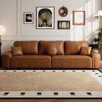 Modish Solid Color Stain Resistant Standard Sofa in Black/Sage/Auburn, Available as 3-seater/4-seater with 3 Pillows