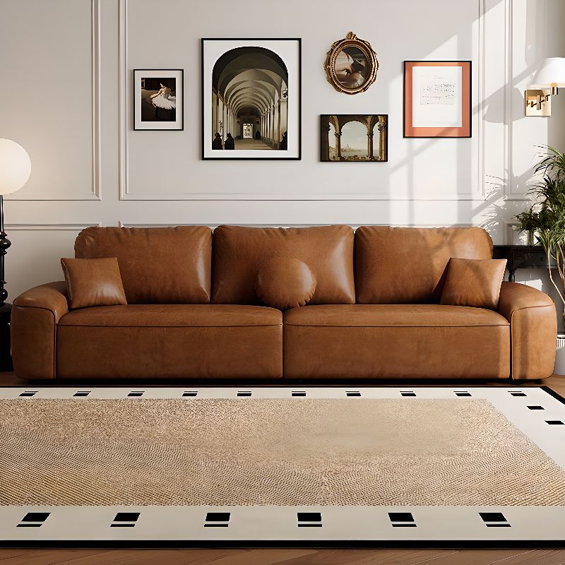 Modish Solid Color Stain Resistant Standard Sofa in Black/Sage/Auburn, Available as 3-seater/4-seater with 3 Pillows