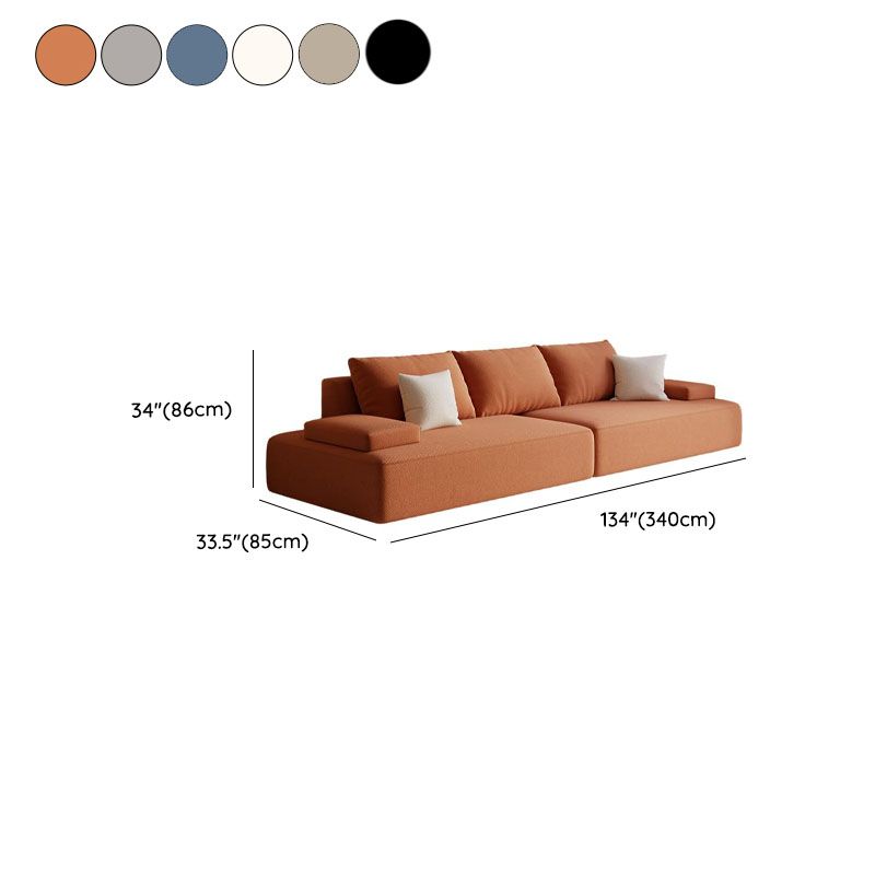 Modish Solid Color Stain Resistant Standard Sofa in Black/Light Gray/Beige for 6-Seater with 2 Pillows