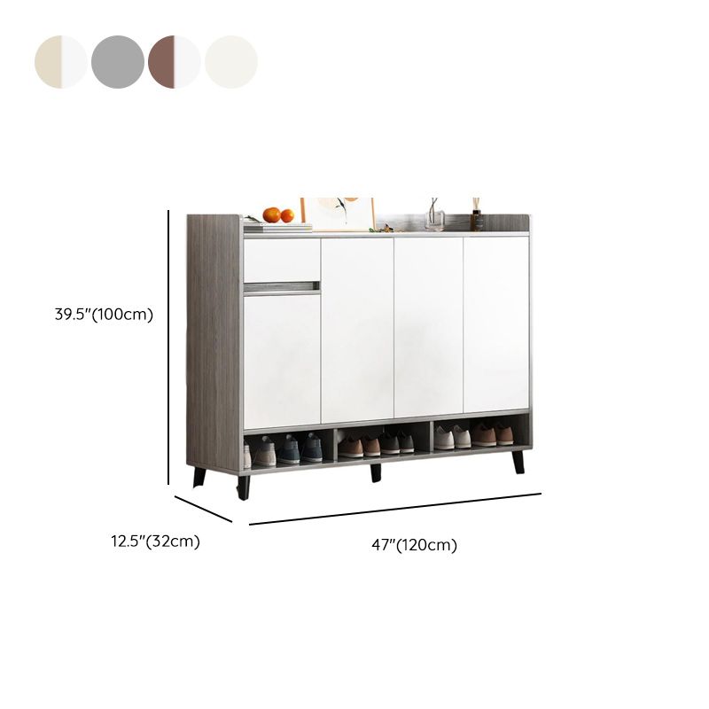 Reclaimed Wood 5 Tiers Shoe Tower with Shelf, Compartments, Cabinet Door, Dustproof, and Closed Back