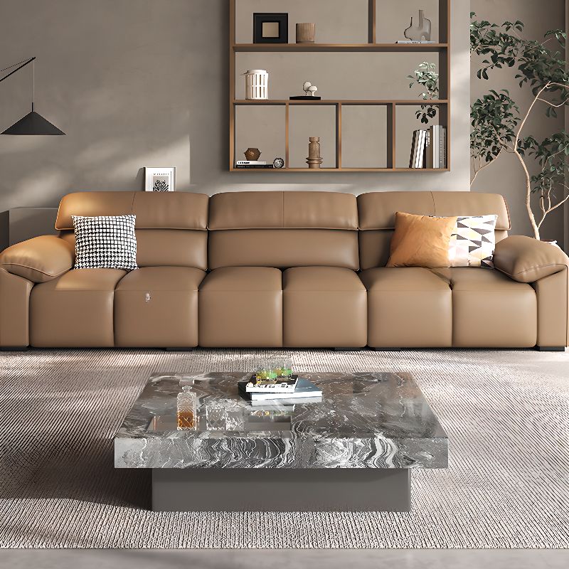 Mocha Full Grain Leather Standard/Single Sofa with 3/1 Pillows