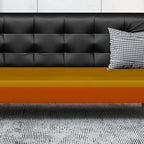 Standard Sofa in Midnight Black/Cerulean/Olive Green with Pu Leather and Armrest