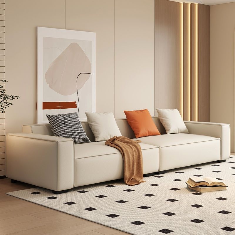 Drawing Room Standard Sofa in Dark Gray/Coffee/Off-White with Armrest and 4 Pillows