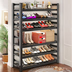 Art Deco Steel Rectangle Ink Finish Shoe Rack with Adjustable Shelves for 40+ Pairs in Drawing Room