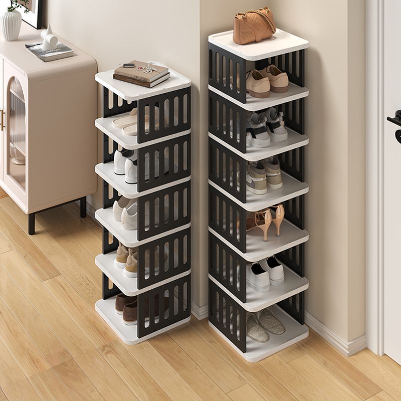 Art Deco Polymerized Material Square Shoe Rack with 2/3/4 Shelves, 1-10 Pairs Capacity for Drawing Room