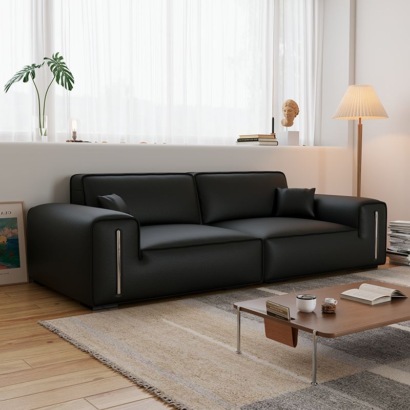 Drawing Room Standard Sofa in Black/Light Gray/Light Brown with Armrest