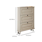 White Modish Manufactured Wood 3 Tiers Shoe Storage, Independent with Closed Back