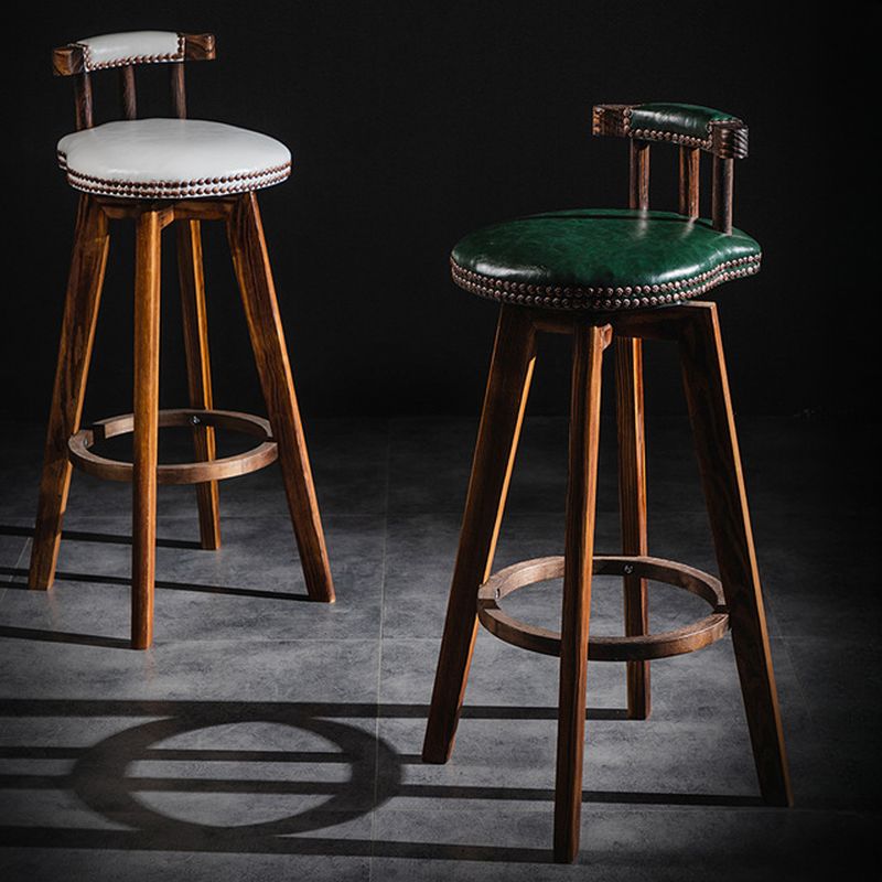 Casual Soft Seating/Rawhide Bar Stools in White/Lemon Color/Cognac with Back, Turned Swivel, Round Top, and Leg Rest
