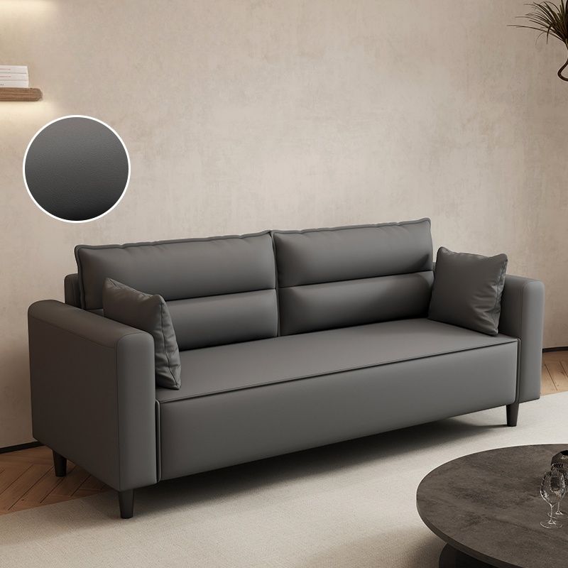 Contemporary Modern Solid Color Stain Resistant Sofa/Loveseat in Pu Leather, Olive Green/Mocha/Amber Color, Seats 3/2-seater with 2 Pillows