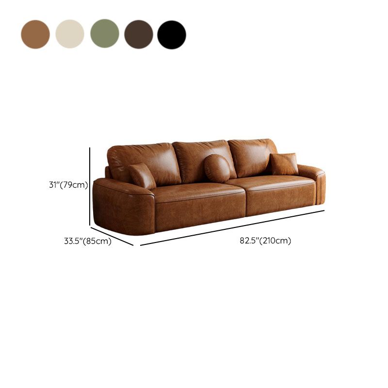 Modish Solid Color Stain Resistant Standard Sofa in Black/Sage/Auburn, Available as 3-seater/4-seater with 3 Pillows
