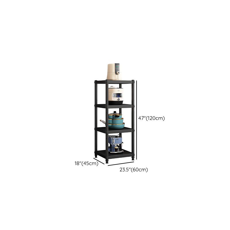 Black Contemporary Standard Baker's Rack with Steel Frame and Metal Shelves