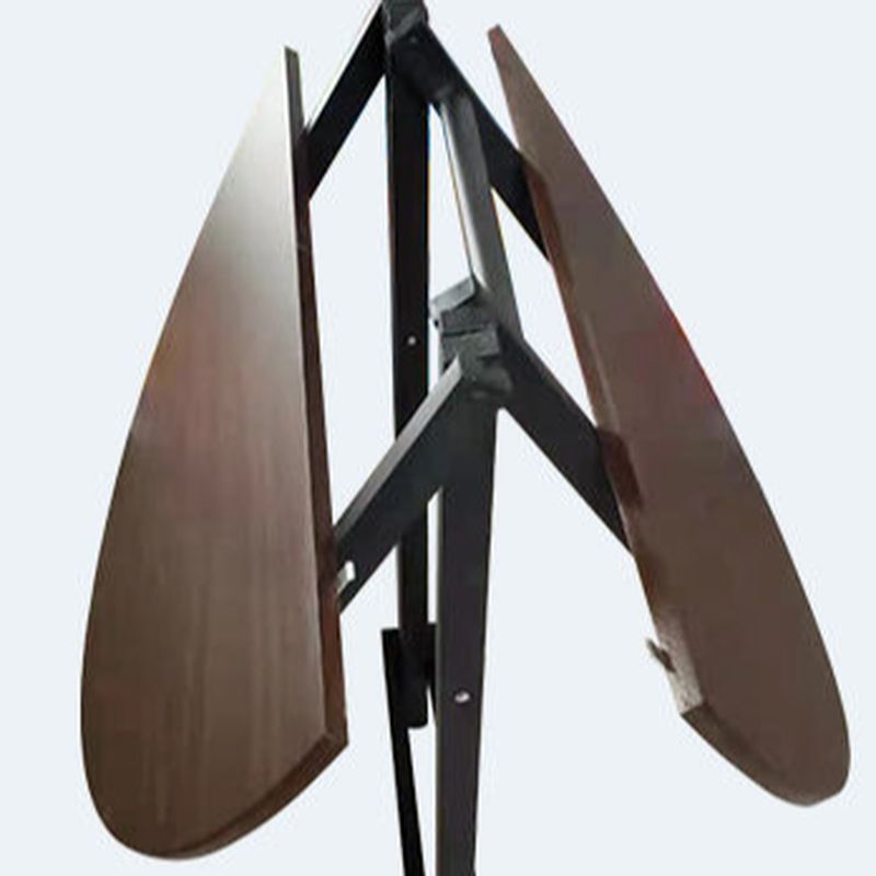Trendy Folding Circular-shaped Bi-fold Table in Midnight Black/White, Crack Resistant with MDF Wood Top