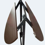 Trendy Folding Circular-shaped Bi-fold Table in Midnight Black/White, Crack Resistant with MDF Wood Top