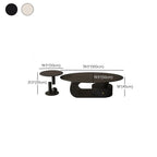 Eclectic Ink/Ivory Stone Oval Single/Nested Accent Table with Abstract Base and 1 Drawer