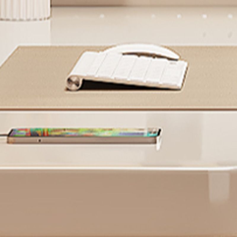 L-Shape Steel Desk with Warp Resistant Features and Shelves Included, Twin Support Base, Cable Management, and Rounded Corners