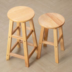 Casual Natural Color Rubberwood Bar Stools with Round Top and Leg Rest
