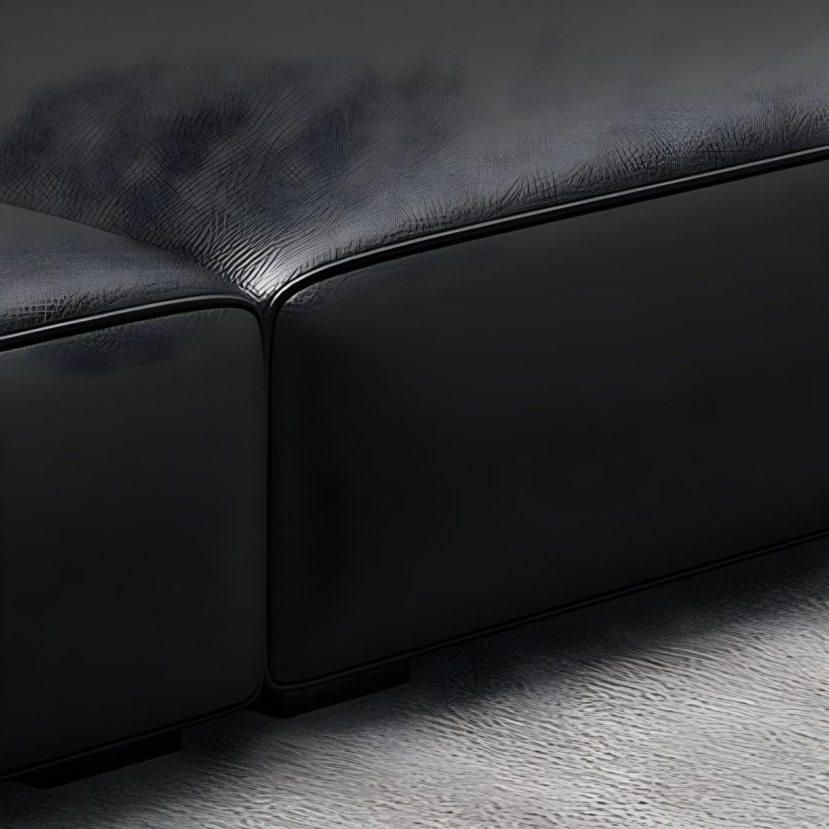 Extra Long Black Leather Sofa with Stain Resistant Feature and Two Pillows