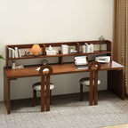 Sepia Writing Desk with Sleigh Base and Hutch, Featuring Storage and Odor Resistant Durability, Unattached with Exterior Shelf