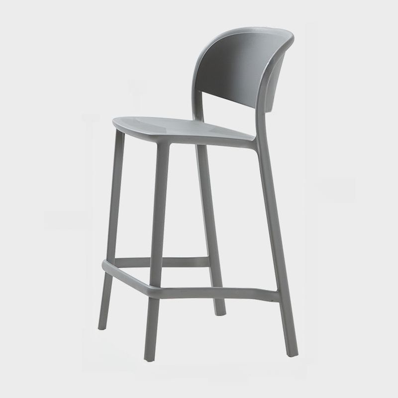 Casual Polymer Bar Stools in White/Lemon Color/Light Green with Back, Pileable Rectangle Seat, and Leg Rest