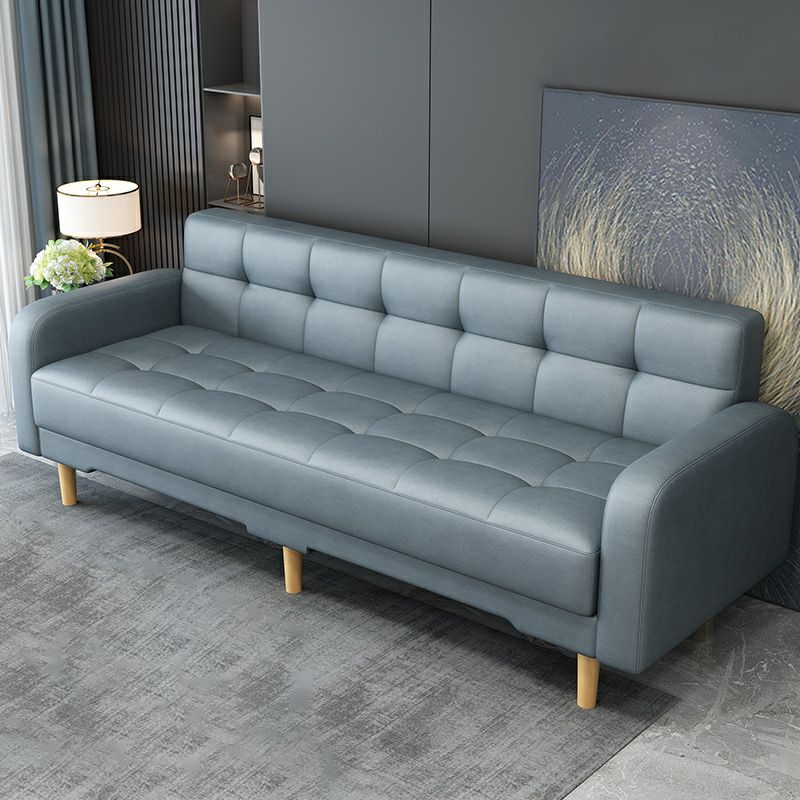 Square Arm Foldable Convertible Sofa with Biscuit Back for Living Spaces
