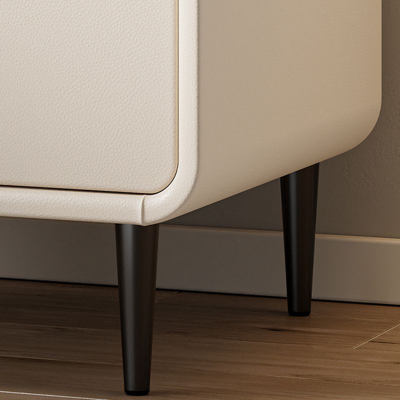 Modish 2 Tiers Nightstand With Drawer Organization and Pleather Countertop