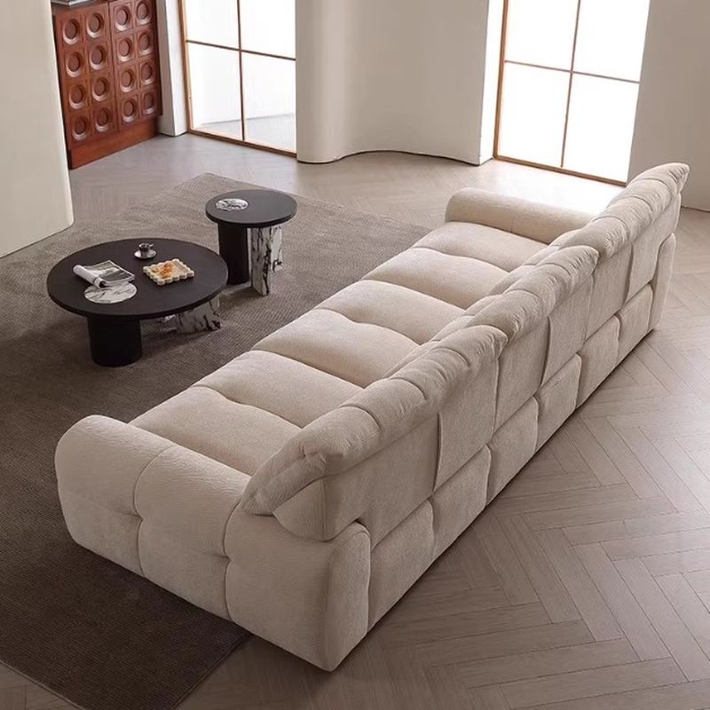 Modish Solid Color Water Resistant Ivory Sofa with Arm, Available as Standard, Loveseat, or Single Sofa, Seats 5, 4, or 3