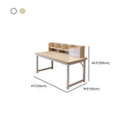 Modern Rectangular Laminate Writing Table with Chalk/Unfinished Color Drawers, Exterior Shelf, and Hutch