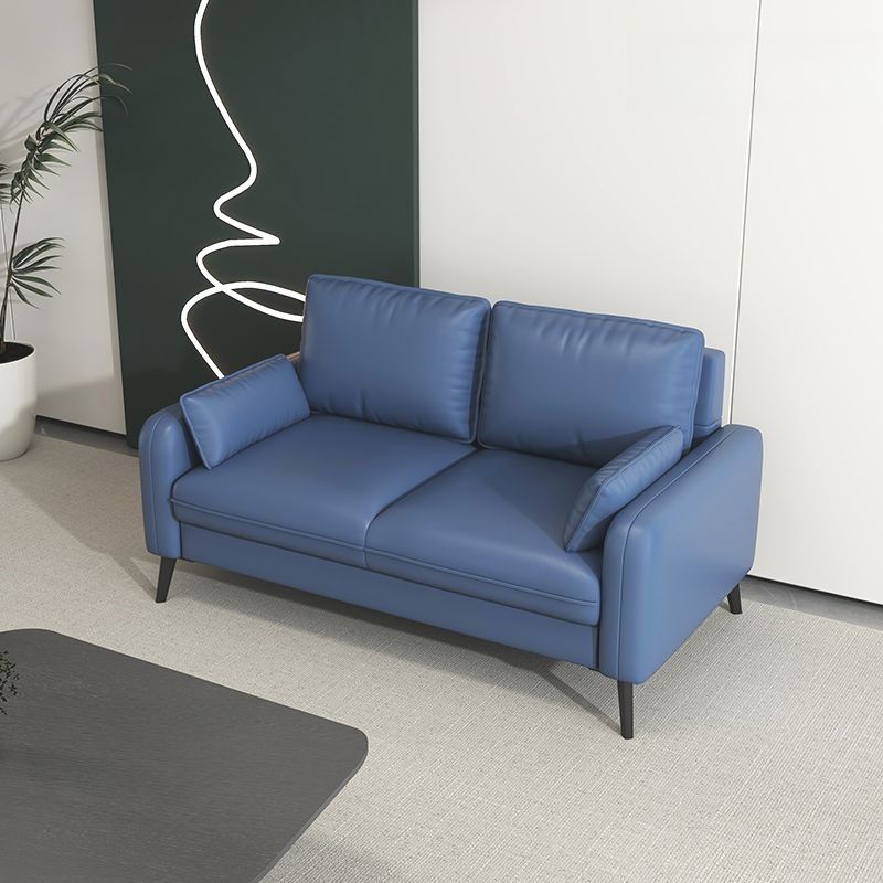 Contemporary Scratch-immune Solid Color Cerulean/Olive Green/Amber Color Loveseat for Seats 2 with Pillow Back and Square Arm