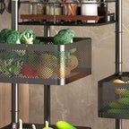 Round Portable Center with Alloy Countertop, Basket, and 4/3 Baskets