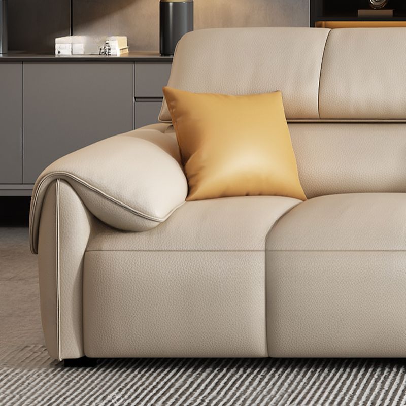 Tear Resistant Leather Sofa Couch in White with 3 Pillows