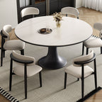 Stone Dining Table with Ink Base for Seating for 8/Seating for 6/4-person Seat, Anti-Fouling Sintered Stone Tabletop