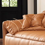 Modish Solid Color Water Resistant Standard Sofa/Single Sofa in Light Brown with 4-seater/5 Person/1 Person Capacity and 2 Pillows/1 Pillow