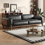 Modish Solid Color Stain Resistant Standard Sofa/Loveseat in Black for 4-seater/2