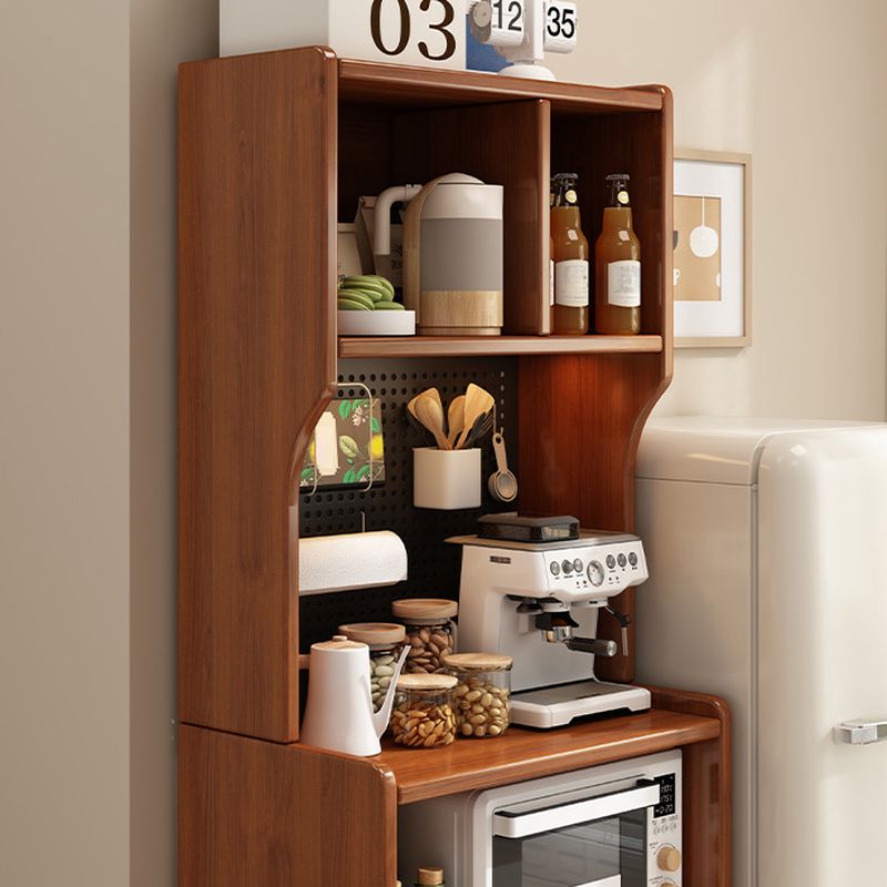 Art Deco Narrow Sideboard with 2 Drawers, 4 Shelves, Pantry Hutch, and Engineered Wood Countertop